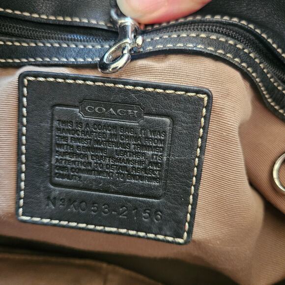 Vintage Coach Signature Hobo Bucket Shoulder Bag Black Leather Y2K - Picture 9 of 10